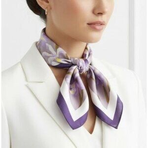 ⭐New Elegant Silky Square Scarf Bandana Handkerchief Soft Luxury floral Purple⭐